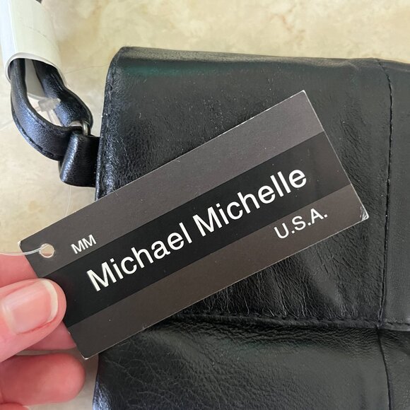 NWT Michael Michelle Black Leather Mini Crossbody Purse Made in USA - Picture 3 of 8